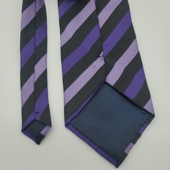 Men's Formal Business Tie, Purple and Black Stripe - Picture 8 of 9